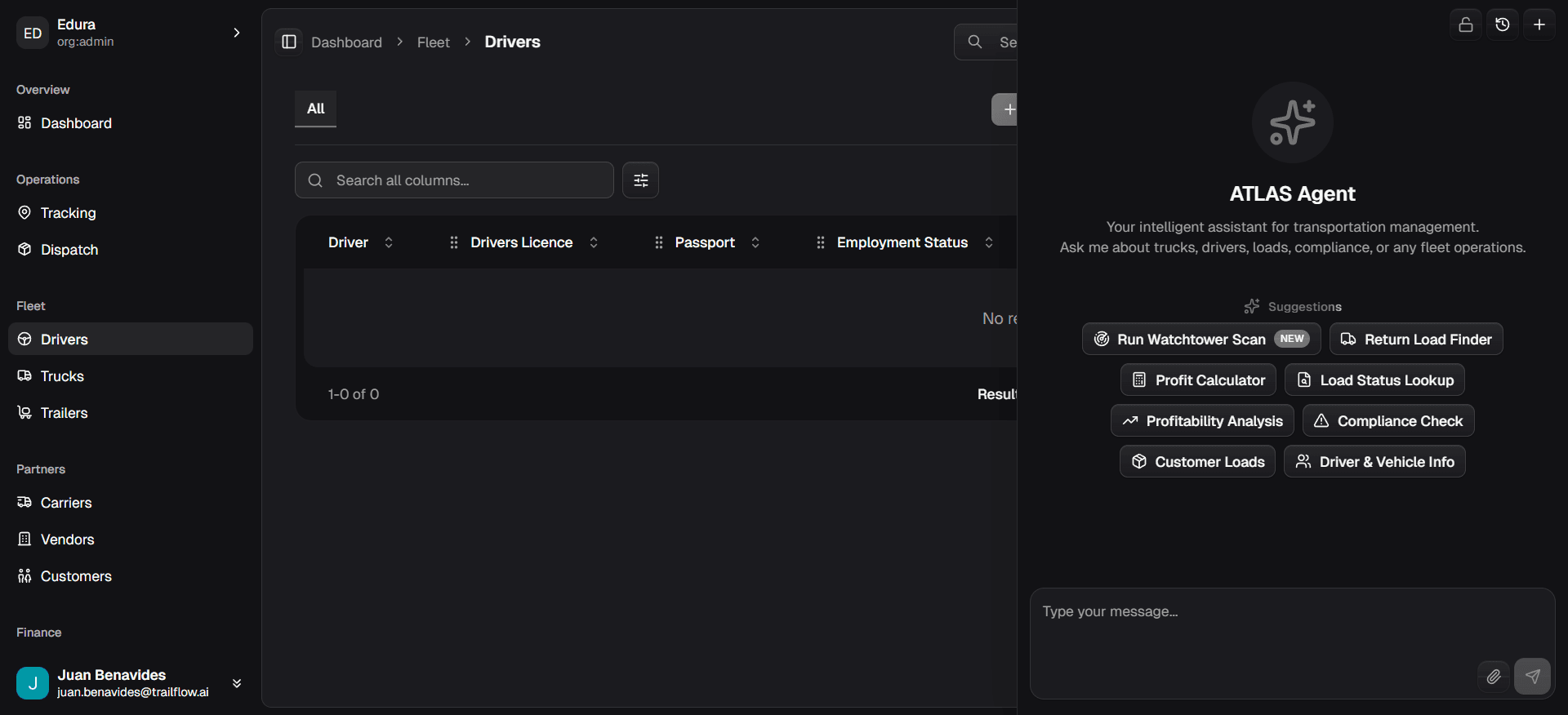 Atlas platform dashboard