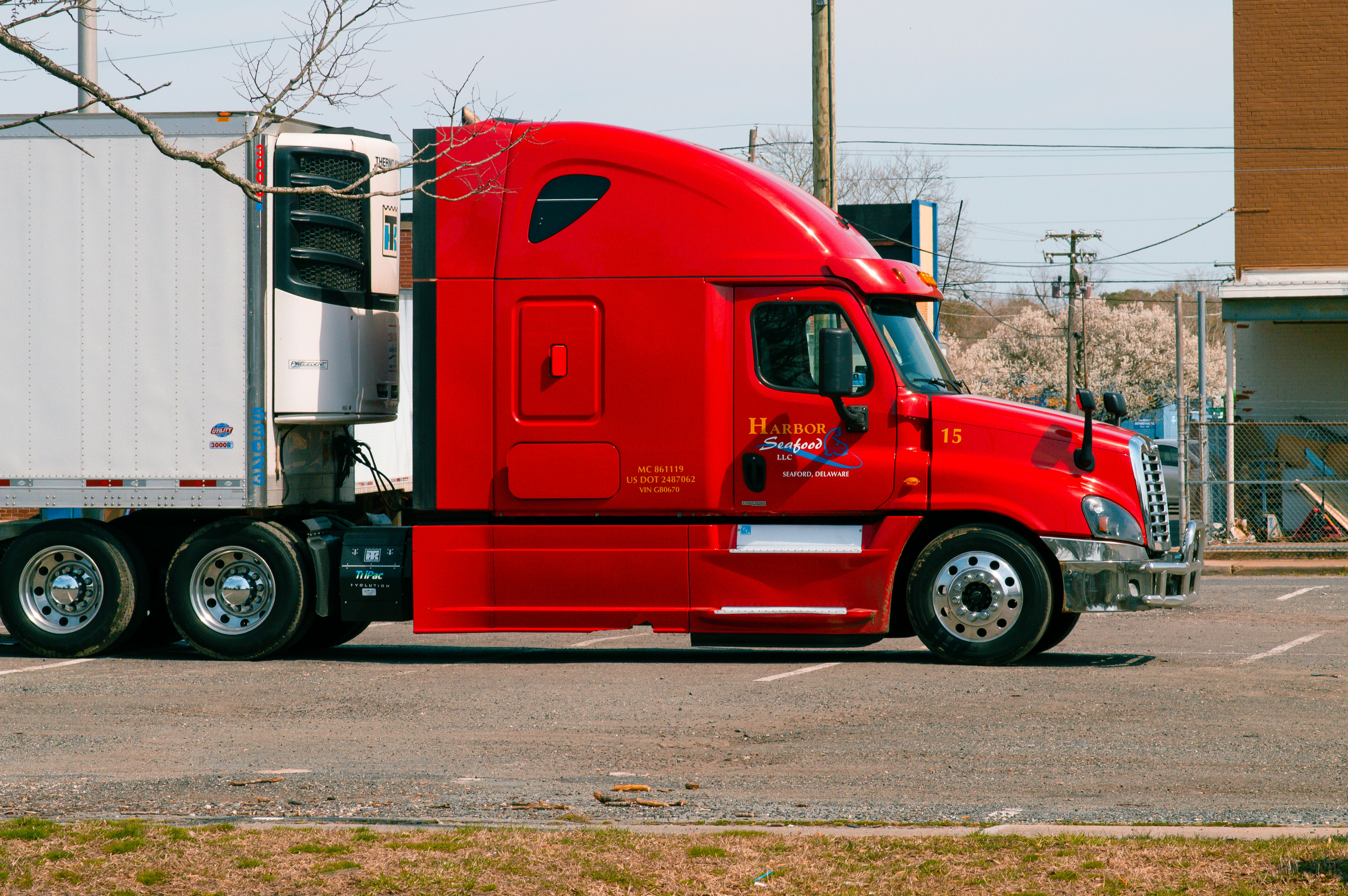 Truck and trailer combination on highway